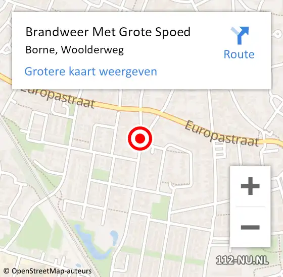 Locatie op kaart van de 112 melding: Brandweer Met Grote Spoed Naar Borne, Woolderweg op 31 december 2019 14:19