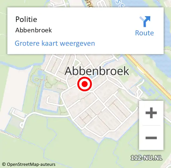 Locatie op kaart van de 112 melding: Politie Abbenbroek op 31 december 2019 14:22