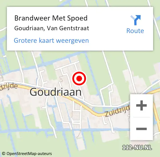 Locatie op kaart van de 112 melding: Brandweer Met Spoed Naar Goudriaan, Van Gentstraat op 31 december 2019 14:25