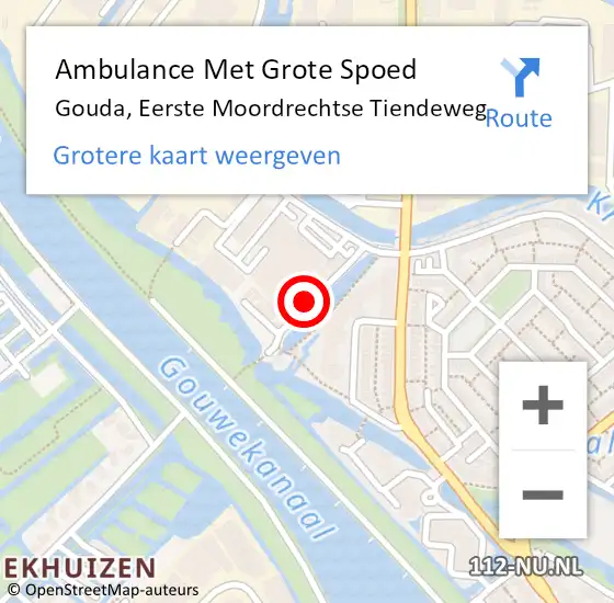 Locatie op kaart van de 112 melding: Ambulance Met Grote Spoed Naar Gouda, Eerste Moordrechtse Tiendeweg op 31 december 2019 14:25