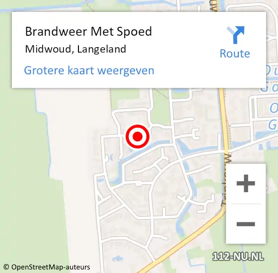 Locatie op kaart van de 112 melding: Brandweer Met Spoed Naar Midwoud, Langeland op 31 december 2019 14:58