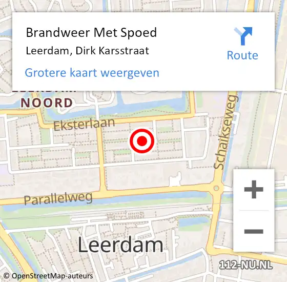 Locatie op kaart van de 112 melding: Brandweer Met Spoed Naar Leerdam, Dirk Karsstraat op 31 december 2019 15:14