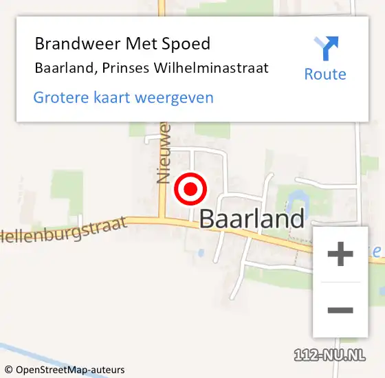 Locatie op kaart van de 112 melding: Brandweer Met Spoed Naar Baarland, Prinses Wilhelminastraat op 31 december 2019 15:25