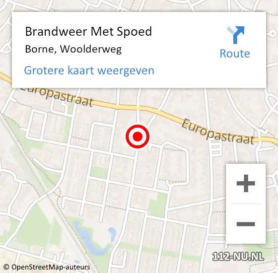 Locatie op kaart van de 112 melding: Brandweer Met Spoed Naar Borne, Woolderweg op 31 december 2019 15:35