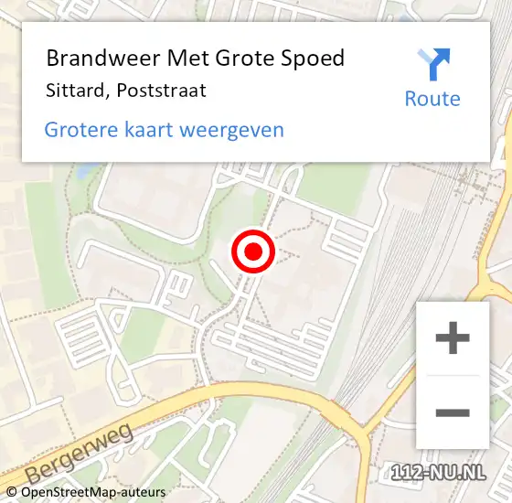 Locatie op kaart van de 112 melding: Brandweer Met Grote Spoed Naar Sittard, Poststraat op 31 december 2019 15:48