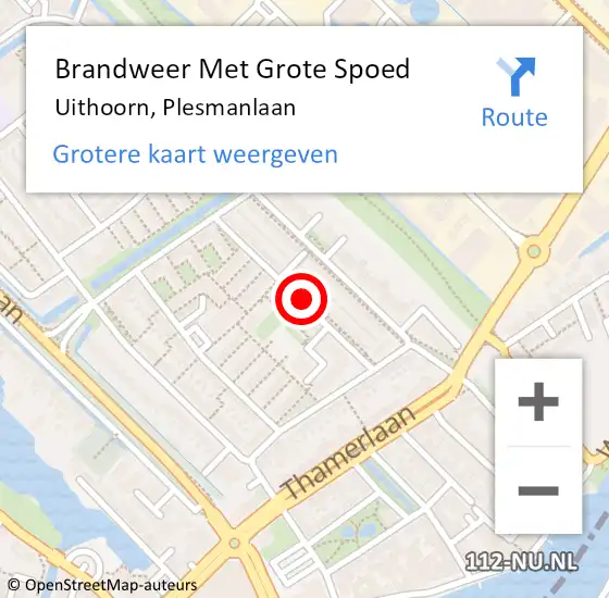 Locatie op kaart van de 112 melding: Brandweer Met Grote Spoed Naar Uithoorn, Plesmanlaan op 31 december 2019 16:09