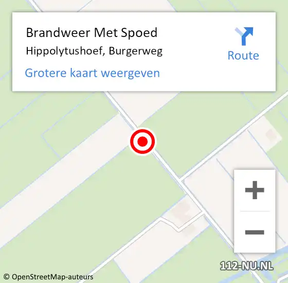 Locatie op kaart van de 112 melding: Brandweer Met Spoed Naar Hippolytushoef, Burgerweg op 31 december 2019 16:12