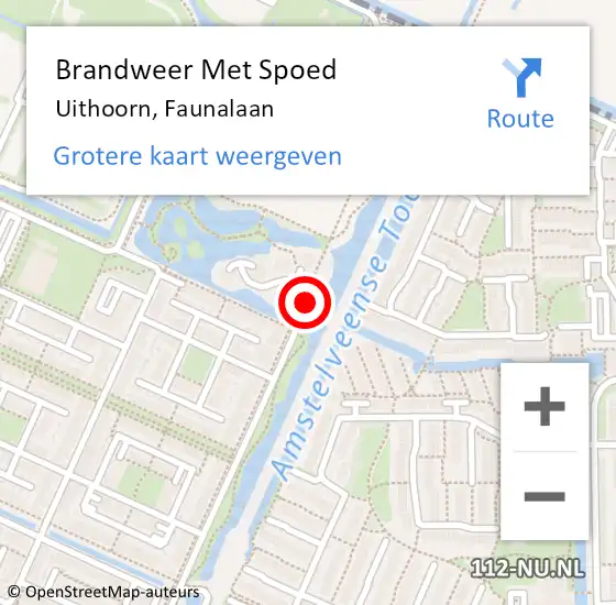 Locatie op kaart van de 112 melding: Brandweer Met Spoed Naar Uithoorn, Faunalaan op 31 december 2019 16:35