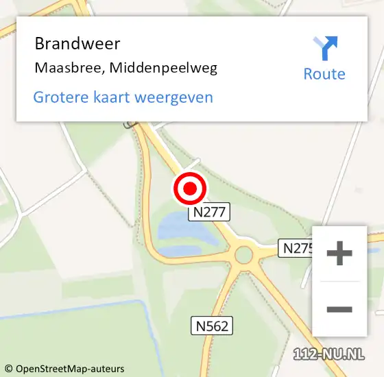 Locatie op kaart van de 112 melding: Brandweer Maasbree, Middenpeelweg op 31 december 2019 17:20