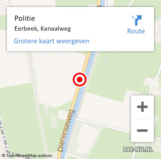 Locatie op kaart van de 112 melding: Politie Eerbeek, Kanaalweg op 31 december 2019 17:38
