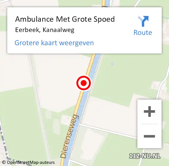 Locatie op kaart van de 112 melding: Ambulance Met Grote Spoed Naar Eerbeek, Kanaalweg op 31 december 2019 17:40