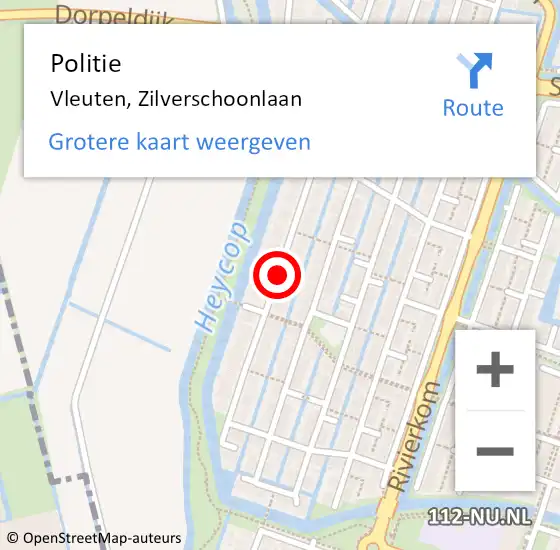 Locatie op kaart van de 112 melding: Politie Vleuten, Zilverschoonlaan op 31 december 2019 18:00
