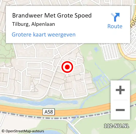 Locatie op kaart van de 112 melding: Brandweer Met Grote Spoed Naar Tilburg, Alpenlaan op 31 december 2019 18:05