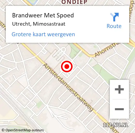 Locatie op kaart van de 112 melding: Brandweer Met Spoed Naar Utrecht, Mimosastraat op 31 december 2019 18:17