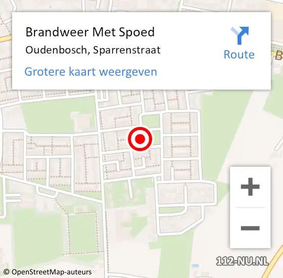 Locatie op kaart van de 112 melding: Brandweer Met Spoed Naar Oudenbosch, Sparrenstraat op 31 december 2019 18:57