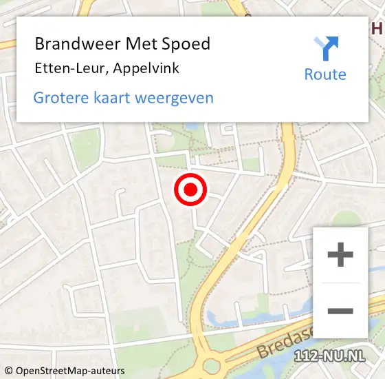 Locatie op kaart van de 112 melding: Brandweer Met Spoed Naar Etten-Leur, Appelvink op 31 december 2019 18:58