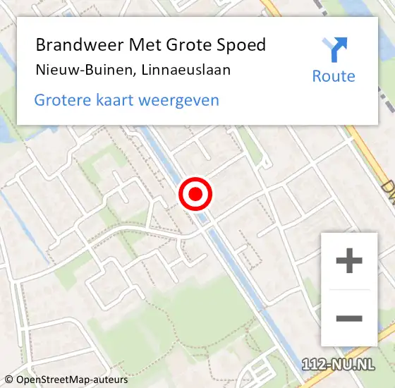 Locatie op kaart van de 112 melding: Brandweer Met Grote Spoed Naar Nieuw-Buinen, Linnaeuslaan op 31 december 2019 18:59