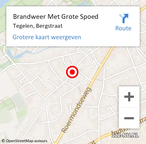 Locatie op kaart van de 112 melding: Brandweer Met Grote Spoed Naar Tegelen, Bergstraat op 31 december 2019 19:15