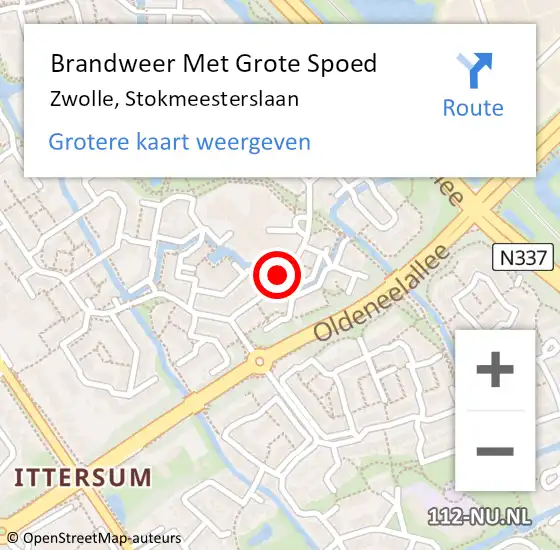 Locatie op kaart van de 112 melding: Brandweer Met Grote Spoed Naar Zwolle, Stokmeesterslaan op 31 december 2019 19:22