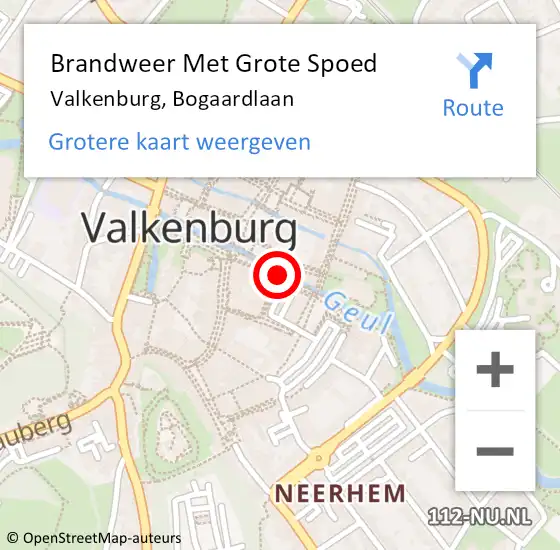 Locatie op kaart van de 112 melding: Brandweer Met Grote Spoed Naar Valkenburg, Bogaardlaan op 31 december 2019 19:35