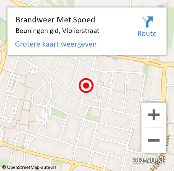 Locatie op kaart van de 112 melding: Brandweer Met Spoed Naar Beuningen gld, Violierstraat op 31 december 2019 19:43