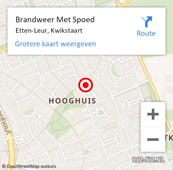 Locatie op kaart van de 112 melding: Brandweer Met Spoed Naar Etten-Leur, Kwikstaart op 31 december 2019 20:07