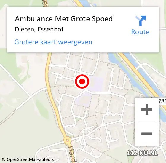 Locatie op kaart van de 112 melding: Ambulance Met Grote Spoed Naar Dieren, Essenhof op 29 september 2013 21:49