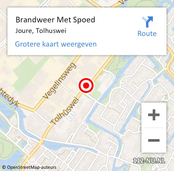 Locatie op kaart van de 112 melding: Brandweer Met Spoed Naar Joure, Tolhuswei op 31 december 2019 21:07