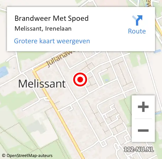 Locatie op kaart van de 112 melding: Brandweer Met Spoed Naar Melissant, Irenelaan op 31 december 2019 21:12