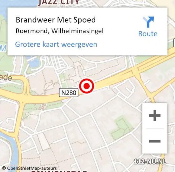 Locatie op kaart van de 112 melding: Brandweer Met Spoed Naar Roermond, Wilhelminasingel op 31 december 2019 21:26