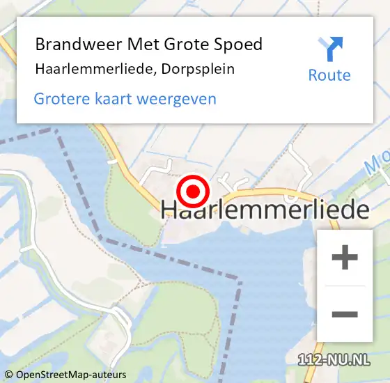 Locatie op kaart van de 112 melding: Brandweer Met Grote Spoed Naar Haarlemmerliede, Dorpsplein op 31 december 2019 21:30