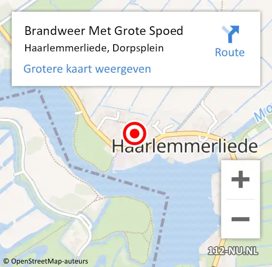 Locatie op kaart van de 112 melding: Brandweer Met Grote Spoed Naar Haarlemmerliede, Dorpsplein op 31 december 2019 21:31