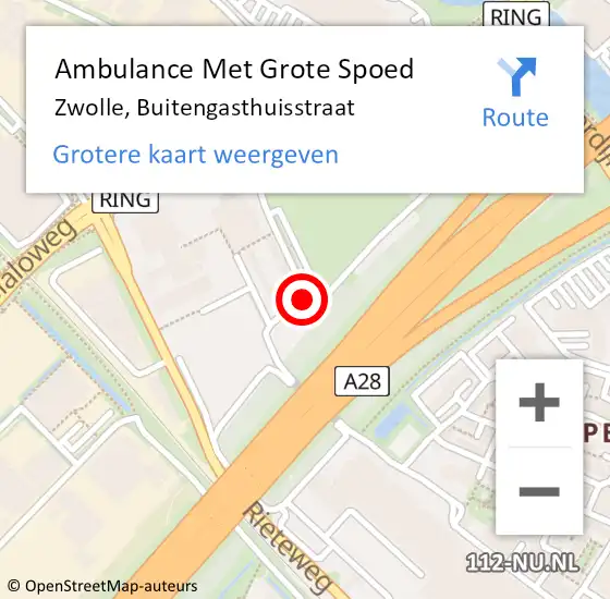 Locatie op kaart van de 112 melding: Ambulance Met Grote Spoed Naar Zwolle, Buitengasthuisstraat op 31 december 2019 21:42