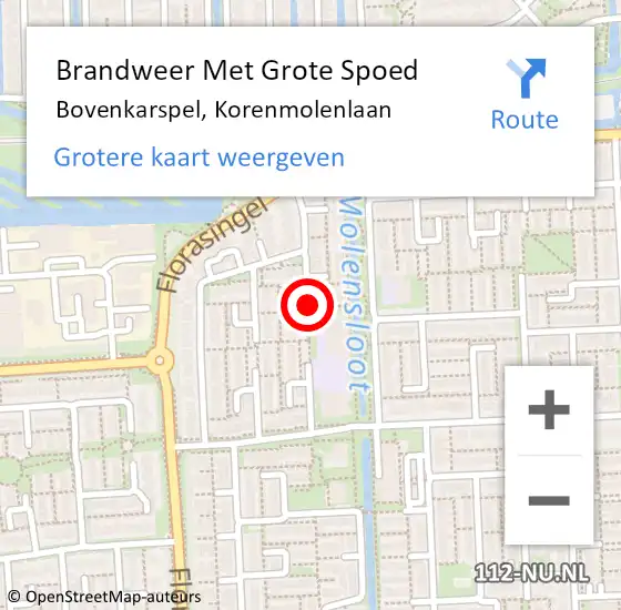 Locatie op kaart van de 112 melding: Brandweer Met Grote Spoed Naar Bovenkarspel, Korenmolenlaan op 31 december 2019 21:46