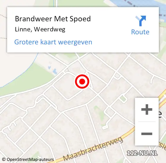 Locatie op kaart van de 112 melding: Brandweer Met Spoed Naar Linne, Weerdweg op 31 december 2019 21:51