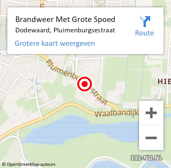 Locatie op kaart van de 112 melding: Brandweer Met Grote Spoed Naar Dodewaard, Pluimenburgsestraat op 31 december 2019 22:00