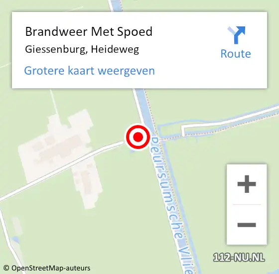 Locatie op kaart van de 112 melding: Brandweer Met Spoed Naar Giessenburg, Heideweg op 31 december 2019 22:06