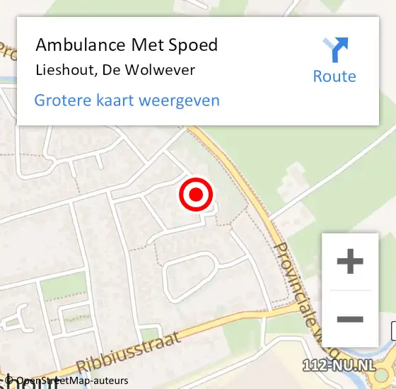 Locatie op kaart van de 112 melding: Ambulance Met Spoed Naar Lieshout, De Wolwever op 31 december 2019 22:11