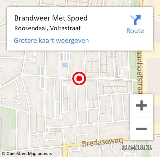 Locatie op kaart van de 112 melding: Brandweer Met Spoed Naar Roosendaal, Voltastraat op 31 december 2019 22:16