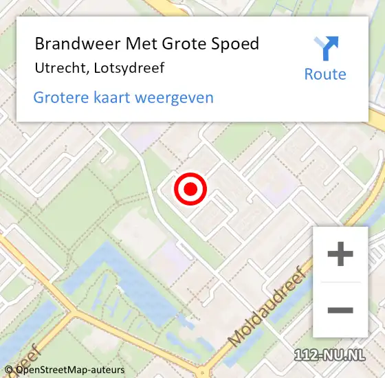 Locatie op kaart van de 112 melding: Brandweer Met Grote Spoed Naar Utrecht, Lotsydreef op 31 december 2019 22:17