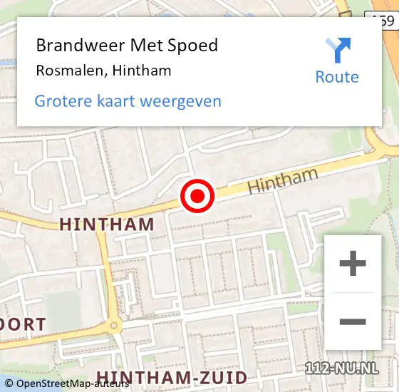 Locatie op kaart van de 112 melding: Brandweer Met Spoed Naar Rosmalen, Hintham op 31 december 2019 22:31