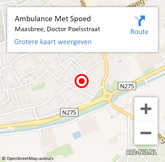 Locatie op kaart van de 112 melding: Ambulance Met Spoed Naar Maasbree, Doctor Poelsstraat op 24 april 2014 13:50