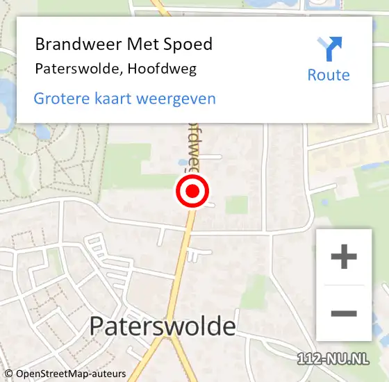 Locatie op kaart van de 112 melding: Brandweer Met Spoed Naar Paterswolde, Hoofdweg op 31 december 2019 22:48