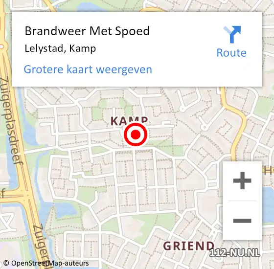 Locatie op kaart van de 112 melding: Brandweer Met Spoed Naar Lelystad, Kamp op 31 december 2019 22:51