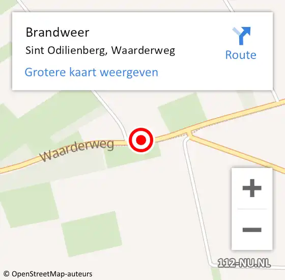 Locatie op kaart van de 112 melding: Brandweer Sint Odilienberg, Waarderweg op 31 december 2019 22:56