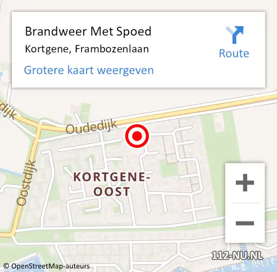 Locatie op kaart van de 112 melding: Brandweer Met Spoed Naar Kortgene, Frambozenlaan op 31 december 2019 23:11