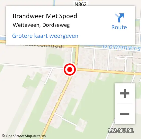 Locatie op kaart van de 112 melding: Brandweer Met Spoed Naar Weiteveen, Dordseweg op 31 december 2019 23:44