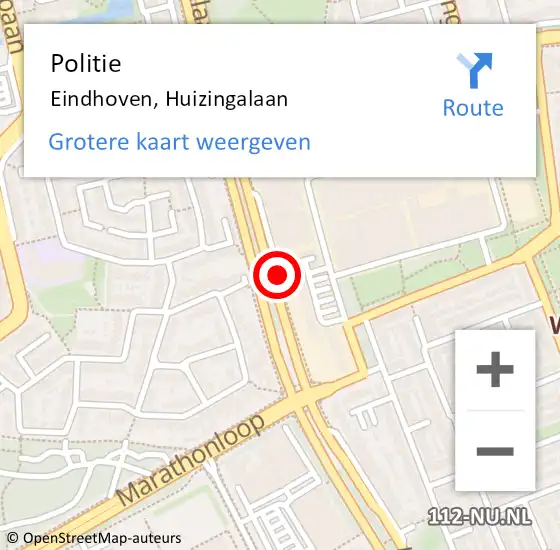 Locatie op kaart van de 112 melding: Politie Eindhoven, Huizingalaan op 2 januari 2020 09:57