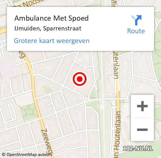 Locatie op kaart van de 112 melding: Ambulance Met Spoed Naar IJmuiden, Sparrenstraat op 2 januari 2020 10:10