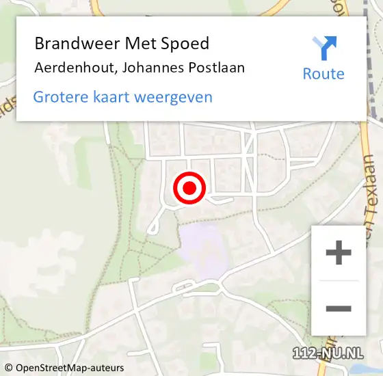 Locatie op kaart van de 112 melding: Brandweer Met Spoed Naar Aerdenhout, Johannes Postlaan op 2 januari 2020 10:47